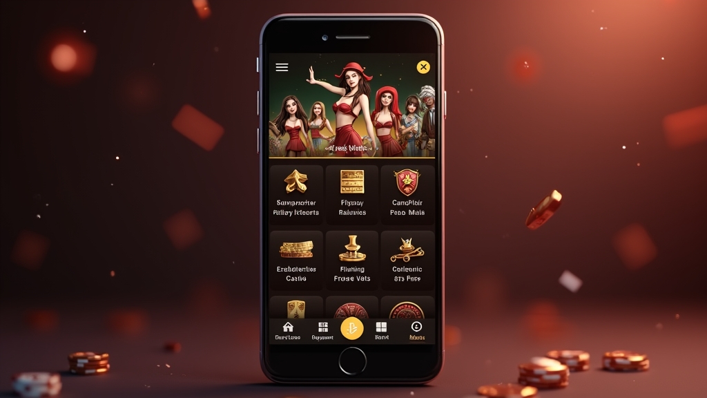 Mobiles Casino-App-Design auf einem Smartphone im dunklen Stil